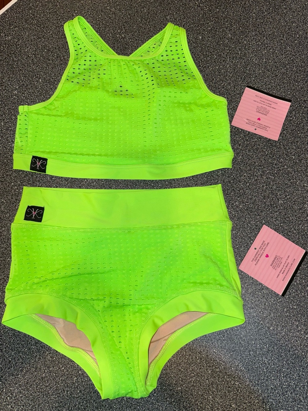 Kandi Kouture NWT! Neon 2 Piece Set - Crop Top & High-Waist Briefs Size TS (3/5)